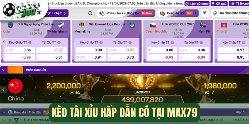 Kèo tài xỉu hấp dẫn có tại Max79