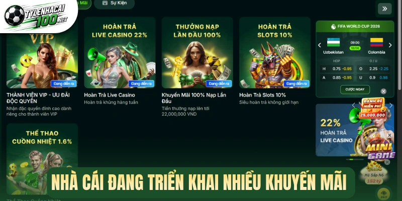 Nhà cái đang triển khai nhiều khuyến mãi 